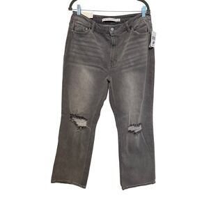 Tinseltown Women's Jeans Size 15 High-Rise 90s Baby Boot Cut Gray Distressed